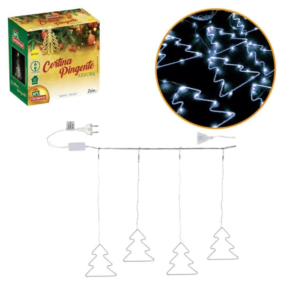 Cortina Pingente Arvore Branca 108 Leds 4M Bivolt