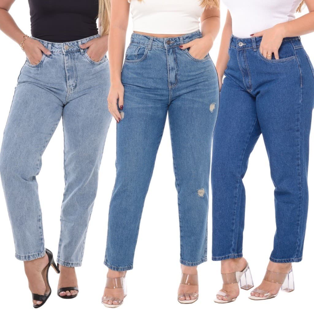 Calça Mom Jeans Feminina Cintura Alta