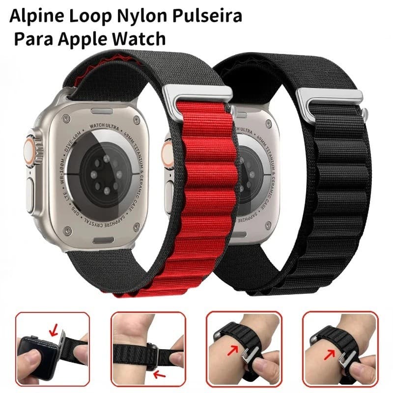 Alpine Loop Nylon Pulseira Para Apple Watch Ultra 2 49mm 44mm 41mm 40mm 38mm 45mm iWatch Série Esportiva Pulseira
