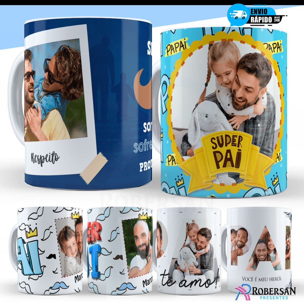 Caneca Dia dos Pais Lembrancinha Porcelana Personalizada com Foto Pai Xícara