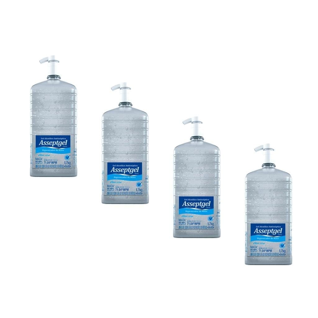 Alcool em Gel 70 INPM Asseptgel 1Kg Kit 4