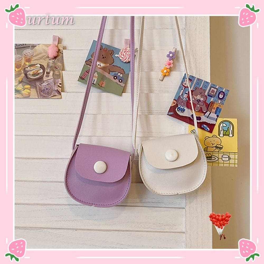 Bolsa De Couro URTUM Cross Body Bag , Estilo Coreano PU , Mini Portátil De Cor Lisa E Fofa Para Meninas
