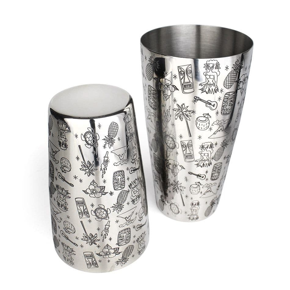 Conjunto de Coqueteleira Boston Tiki Tattoo 28oz e 18oz