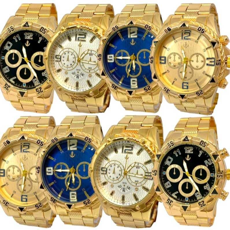 Relógio Masculino Kit com 20 Unidades Rologio Masculino Aço inox ótima Qualidade Relógio Dourado Aço