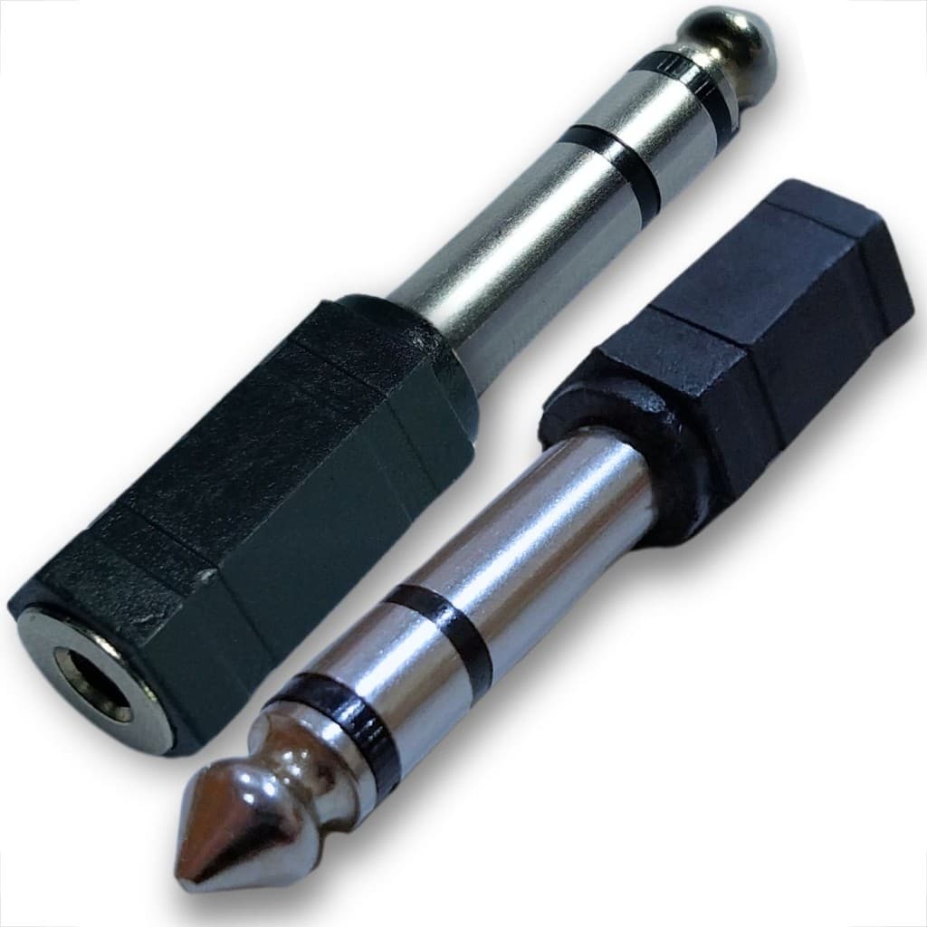 KIT 2 PLUGS ADAPTADORES JACK ENTRADA P2 X P10 ESTEREO PONTA NIQUEL CONECTOR FONE CAIXA ACÚSTICA SOM