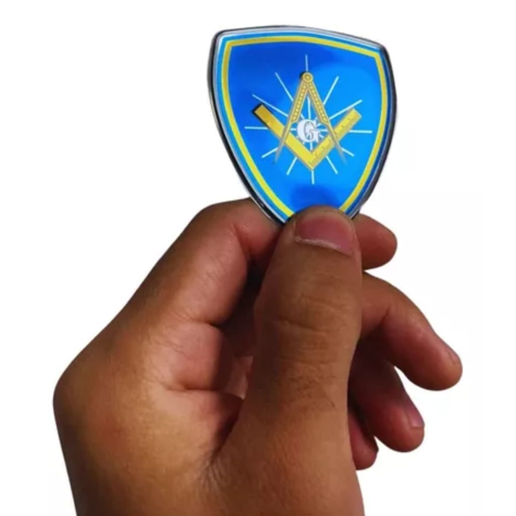 6 Uni Adesivo Maçonaria Azul/dourado 5,5 X 5,5cm Resinado