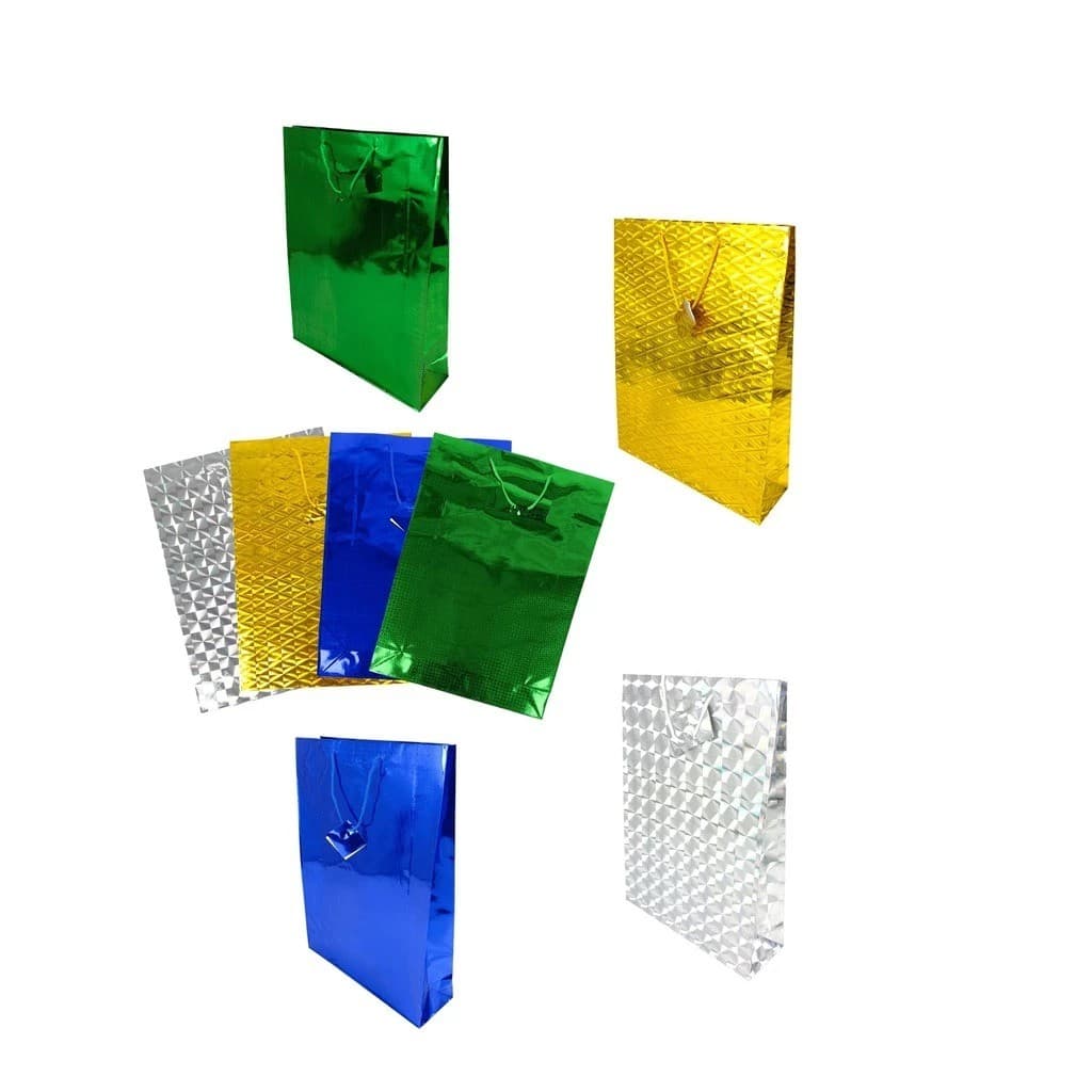 Kit 4 Sacolas de Presente Metálicas 40x33x10 cm Grande