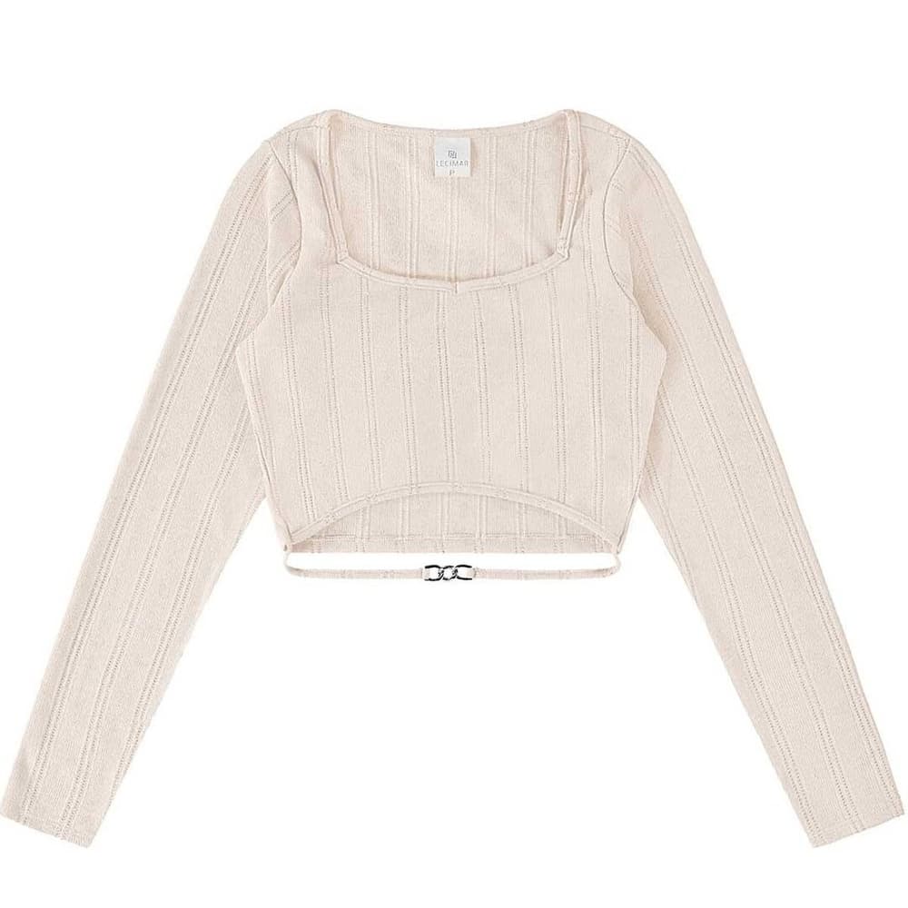 Blusa Feminina Lecimar Manga Longa Canelado Trançado