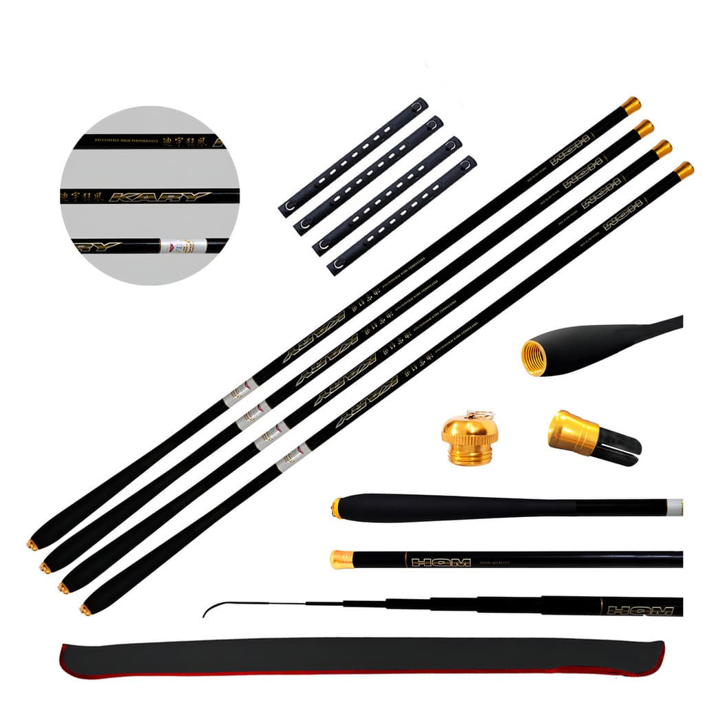 Kit 4 Vara De Pesca Telescópica Carbono Mão Fishing Cast Leve Enrolador Linha