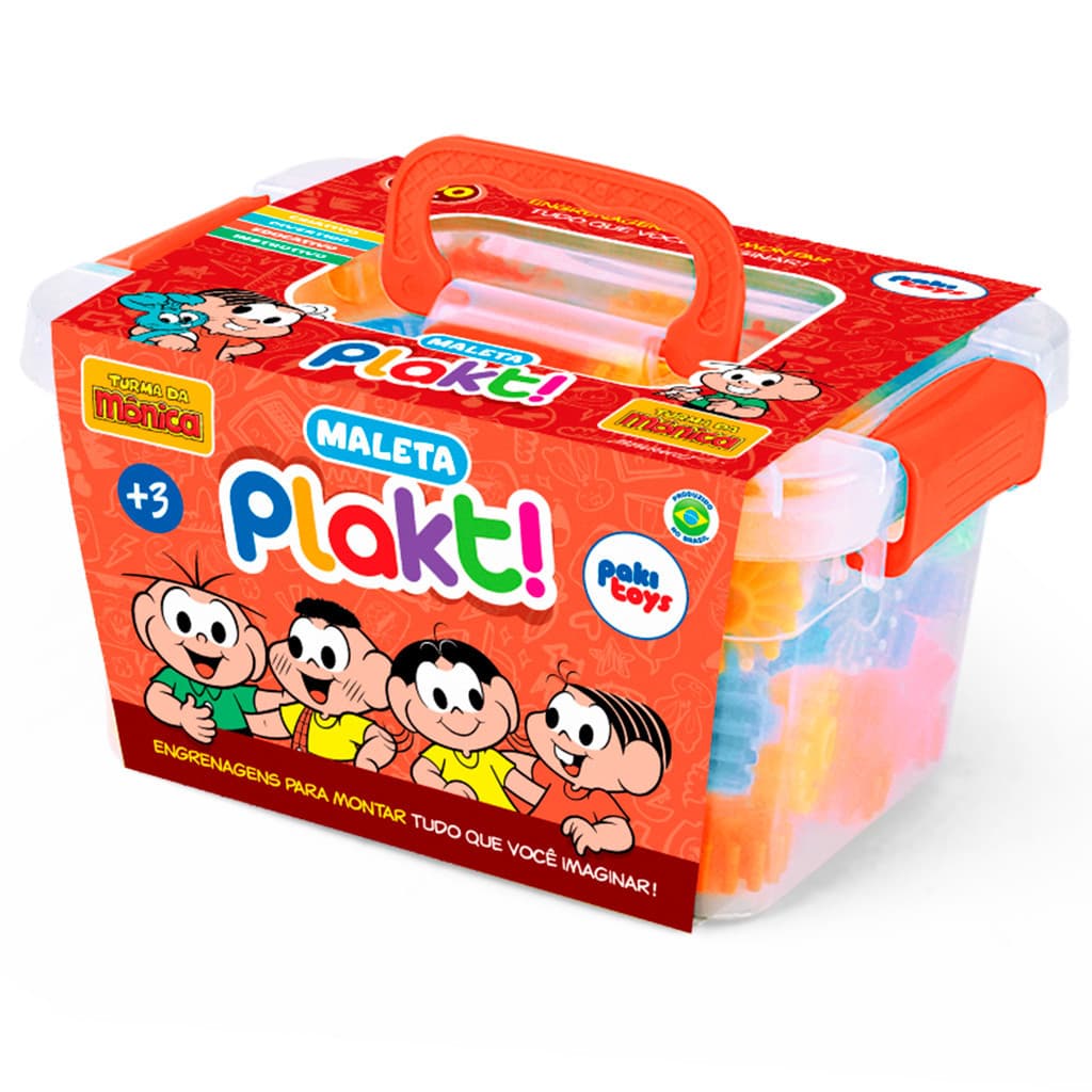 Brinquedo Colorido Criatividade Montar 100 Peças Maleta Plakt Turma De Mônica Plástico Paki Toys