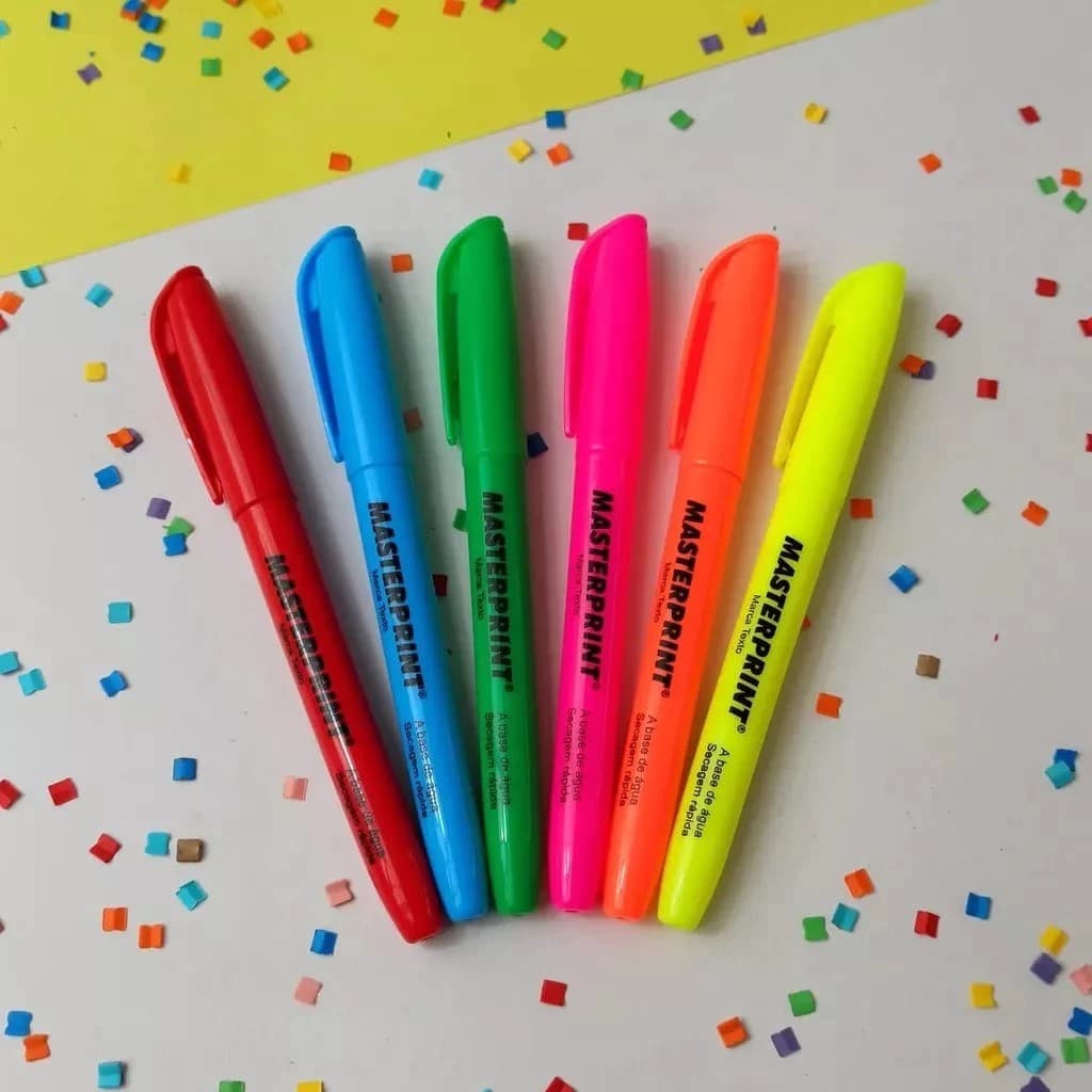 CANETA MARCA TEXTO MASTERPRINT CORES NEON MARCADOR DE LIVROS ESTUDOS EM GERAL