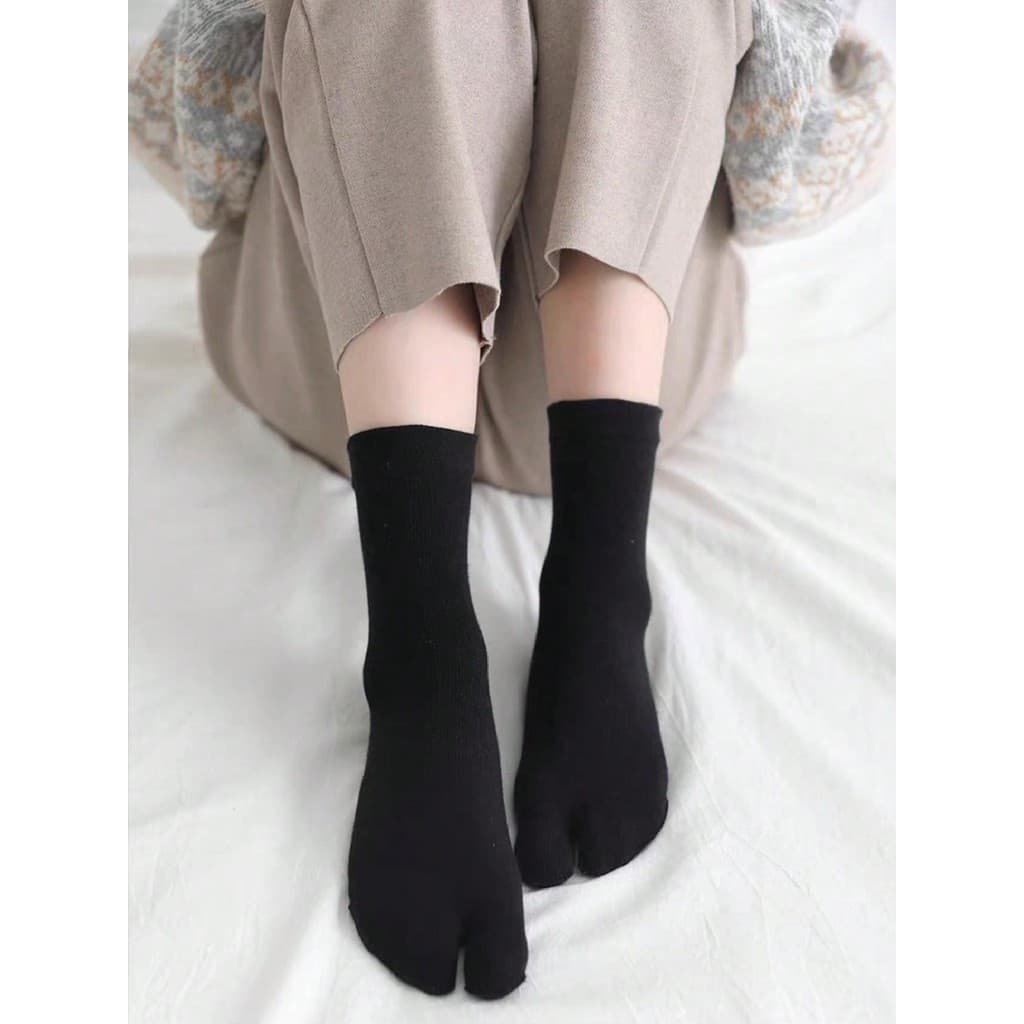 Meias Tabi Pretas Femininas Bege e Preto–2 Pares | Malha Confortável para o Dia a Dia