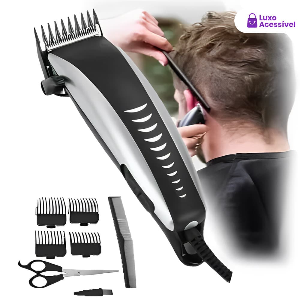 Barba 9 Peças  Máquina De Cortar Cabelo Barbeador Aparador Profissional Acabamento Elétrico 110V