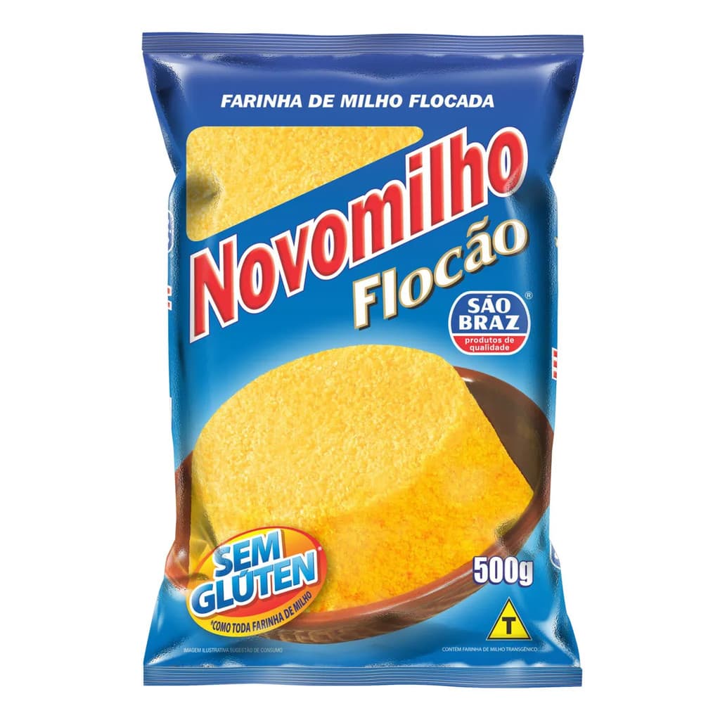 Kit 3 Flocão Milho Novomilho Cuscuz Farinha de Milho Flocada Sem Glúten São Braz 500g/cada