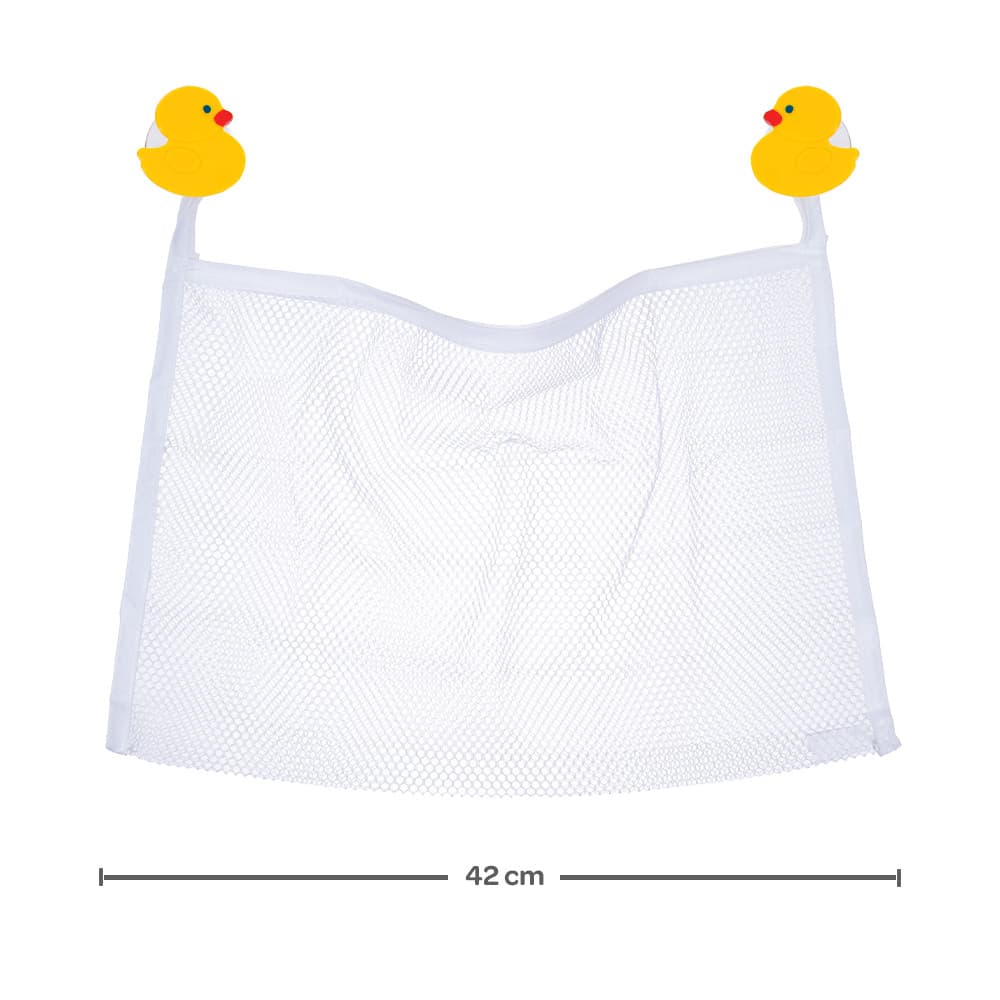 Organizador Guarda Brinquedos De Banho E Banheira Com Ventosa Pato Pintinho Amarelo E Branco Buba