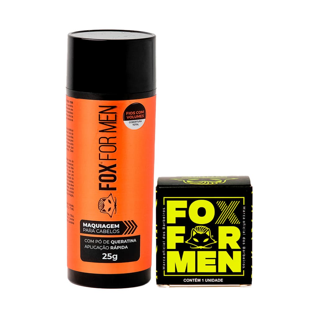 KIT 1 MAQUIAGEM CAPILAR CASTANHO COM 1 APLICADOR FOX FOR MEN