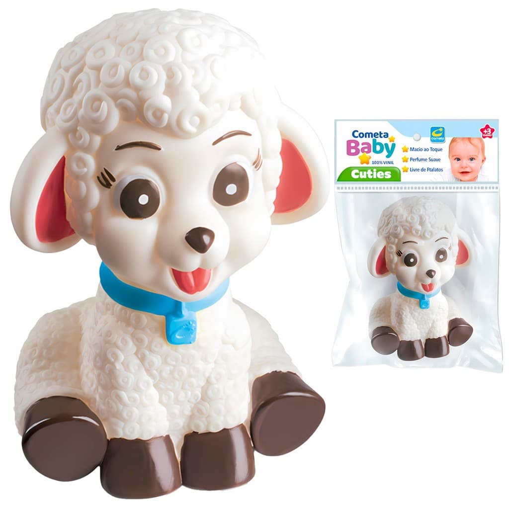 Mordedor Bebê Ovelha Animais Brinquedo Vinil Macio 3 Meses Animais Soft - Cometa Brinquedos