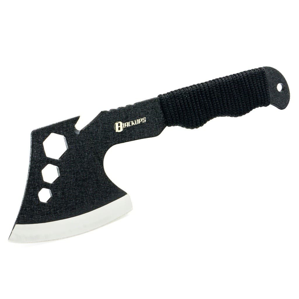 Kit premium de sobrevivência com machado tático estilo viking, fabricado em aço militar de alta resistência.