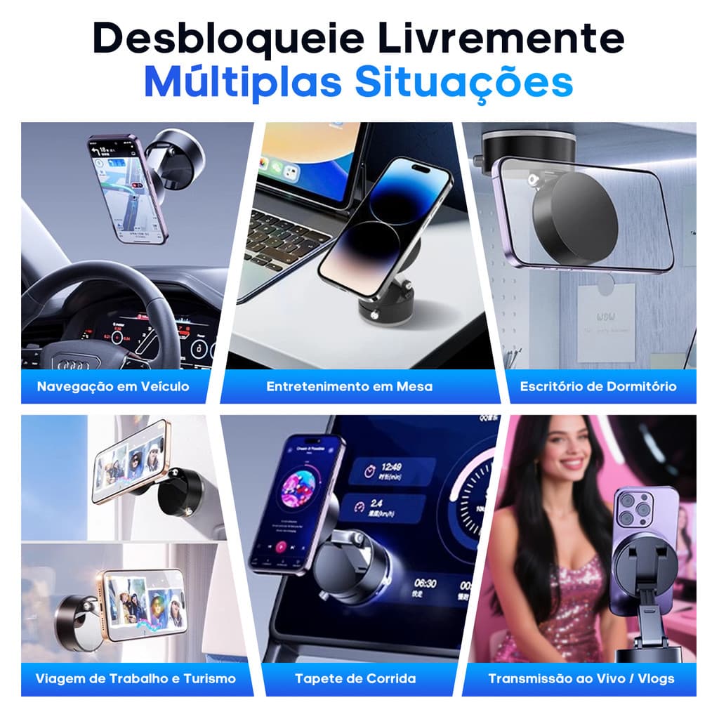 Suporte De Celular Para Carro Succao Vacuo Magnetico Forte 360 Dobravel Universal Envio Imediato Estoque Brasil