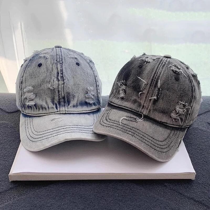 Boné De Beisebol Jeans Lavado Para Homens E Mulheres , Clássico Retrô Desgastado , Rasgado , Cowboy , Caminhoneiro , Uni