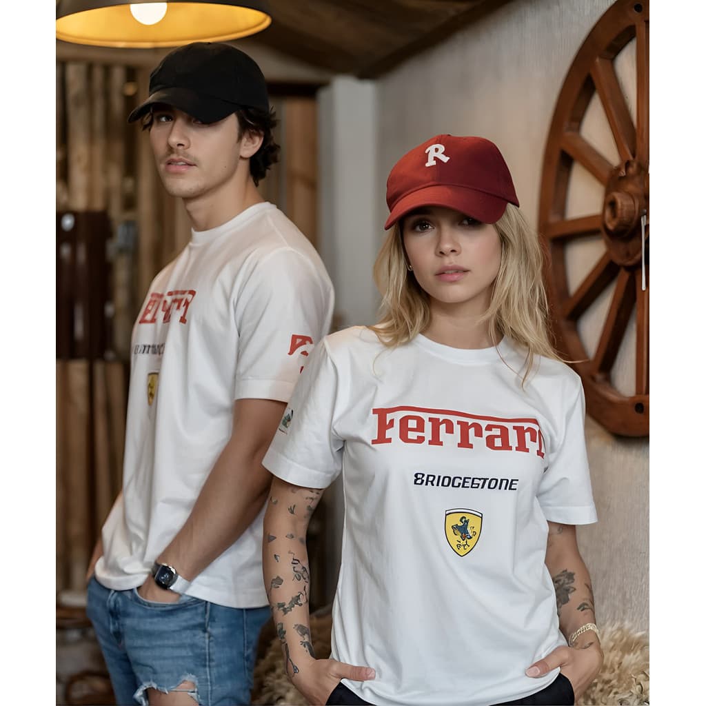 Camiseta T-shirt Unissex Ferrari  Formula 1 Estilosa F1 Bridgestone Camisa Blusa Tshirt Estampada  100%Algodão