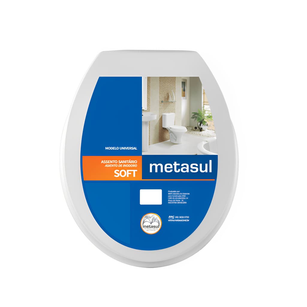 Assento Sanitário Universal Oval Macio Soft Branco Metasul Serve Todas as Marcas Não Almofadado