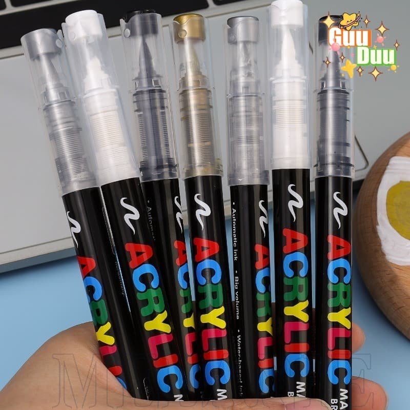 Marcador Acrílico Líquido Reto-Canetas De Contorno De Linha Permanente-Caneta De Desenho Para Escrita Brilhante De Secag