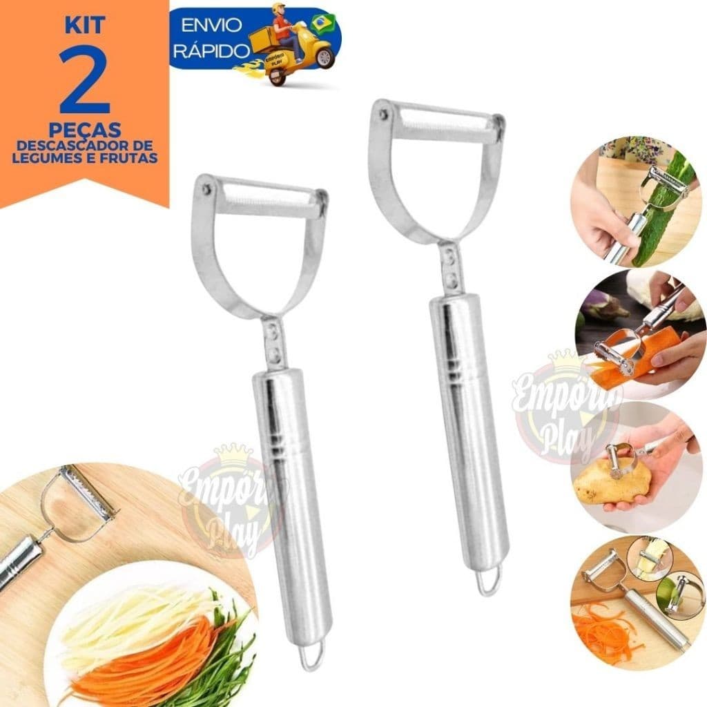 Kit 2 Descascador De Legumes Frutas Verduras Em Aço Inox Profissional