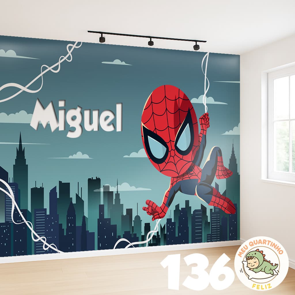 Homem Aranha Papel de Parede + Nome m² para Quarto Infantil Adesivo Spiderman