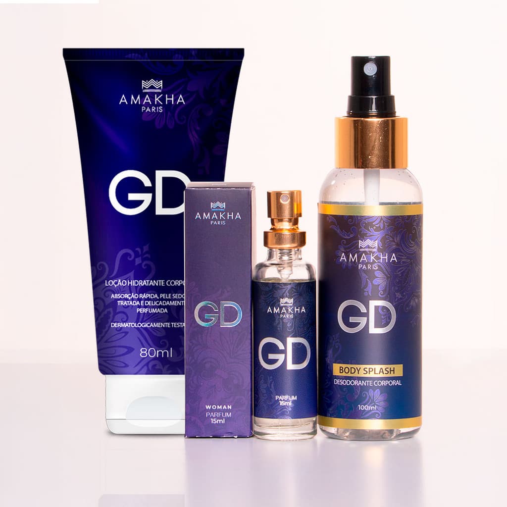 Kit GD Feminino: Perfume 15ml + Body Splash + Hidratante | Amakha Paris