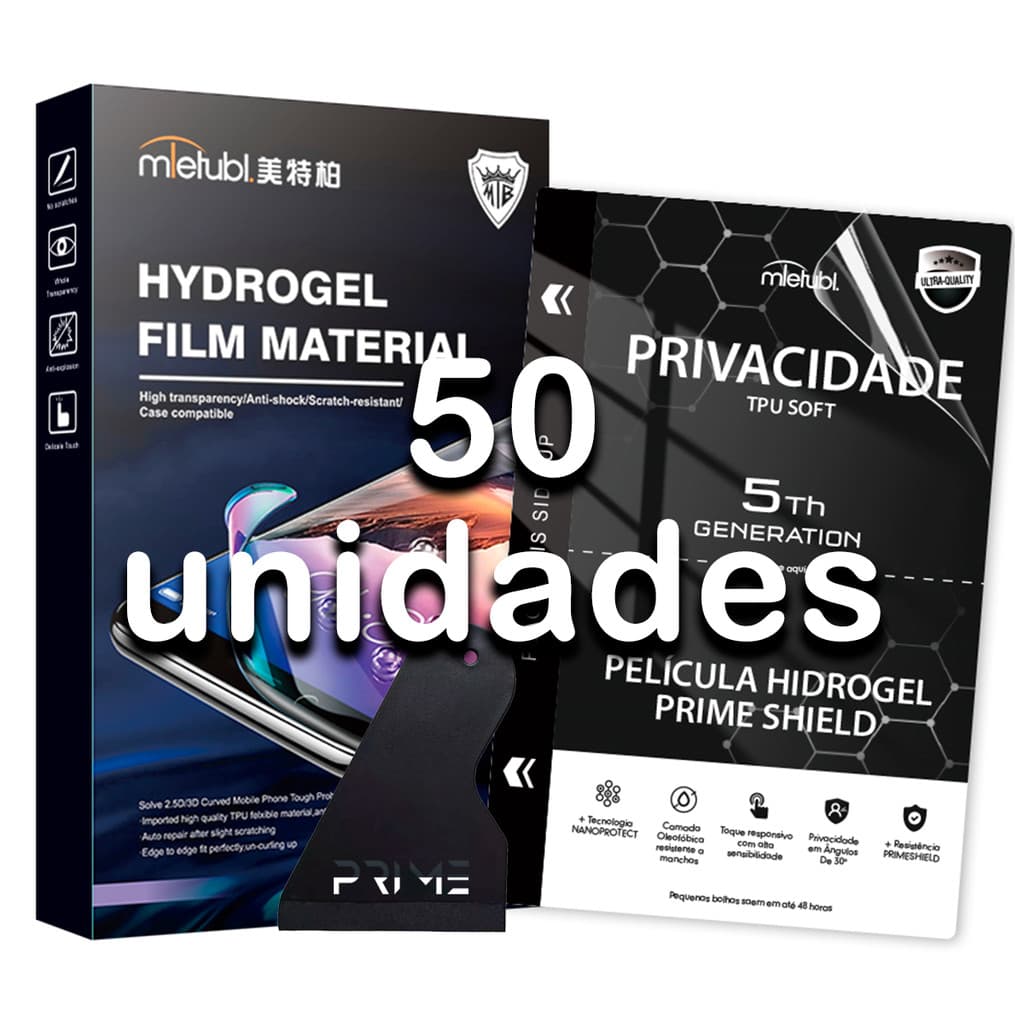 Pacote 50 Película Prime Shield Privacidade Hidrogel P/ Máquina De Cortes