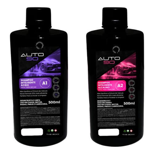 KIT Shampoo Automotivo Auto90 Desincrustante e Desengraxante Profissional sem Agredir a Pintura