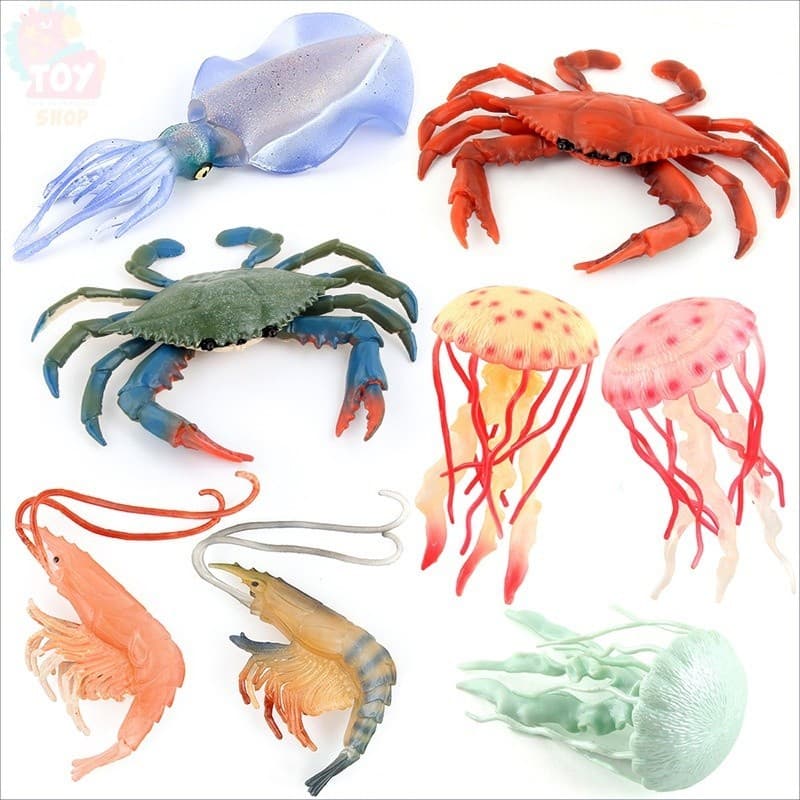 Brinquedos Modelo Animal De Vida Marinha Infantil Simulação De Camarão Lula De Caranguejo Sólido Educação Cognição Da Submarina