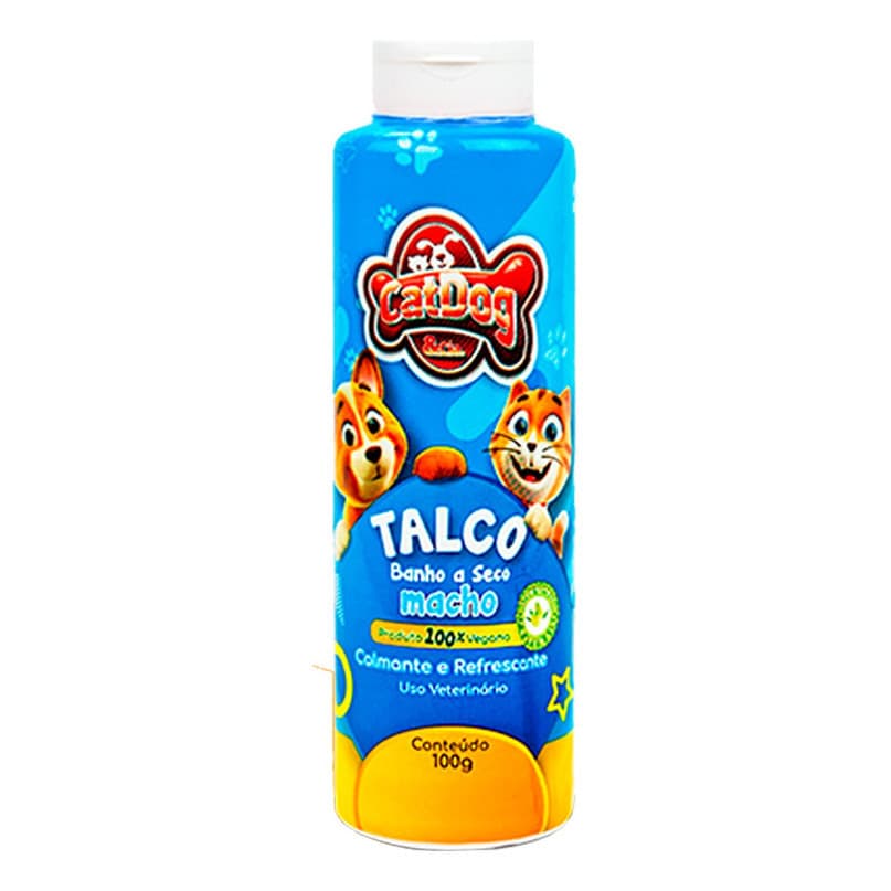 Talco Vegano Pet Banho A Seco Cães Refrescante 100g Macho - Cachorro,Gato, Pet shop