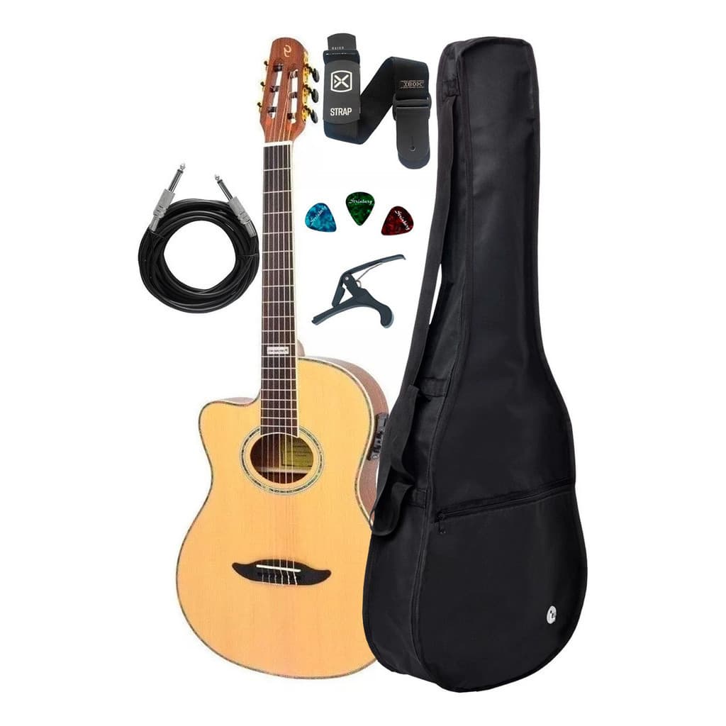Violão Giannini Canhoto Gnf3 Ceq Ns Lh Kit Capa Acessorios