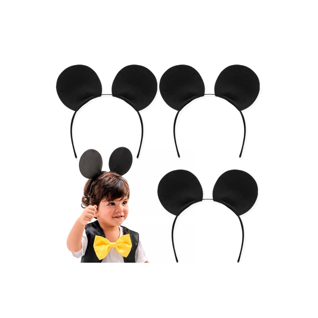 Kit 12 Tiara do Mickey de Eva preta