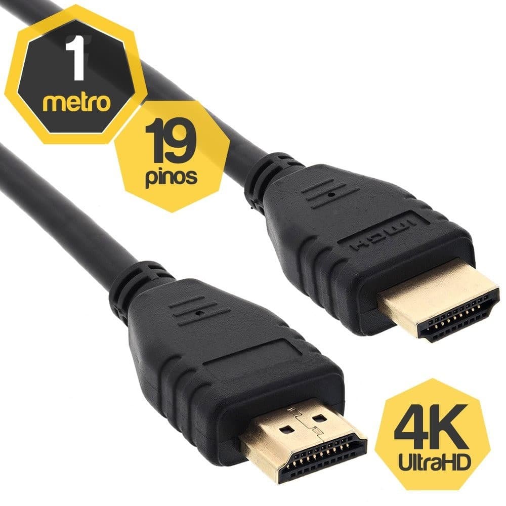 Cabo HDMI Gold Blindado 4K 1 Metro TVs, DVD, PCs, Home Games Alta Resolução