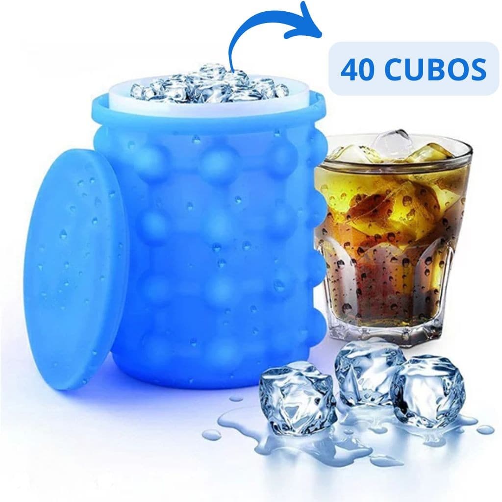 Balde Forma De Gelo Silicone Ice Magic 40 Cubos de Gelo com Tampa Hermética