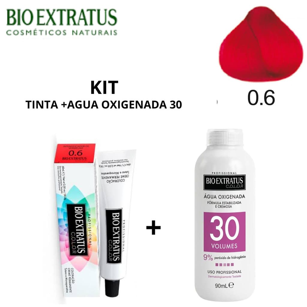 KIT BIO EXTRATUS 1 INTENSIFICADOR DE VERMELHO 0.6 + 1 ÁGUA OXIGENADA DE 30V