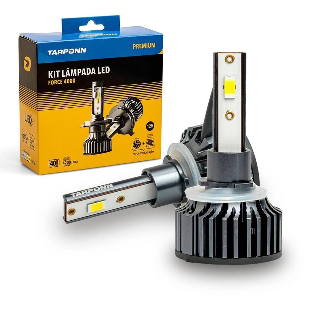 KIT LÂMPADA LED FORCE 4000K HB3/HB4 40W 8400LM 12V TARPONN