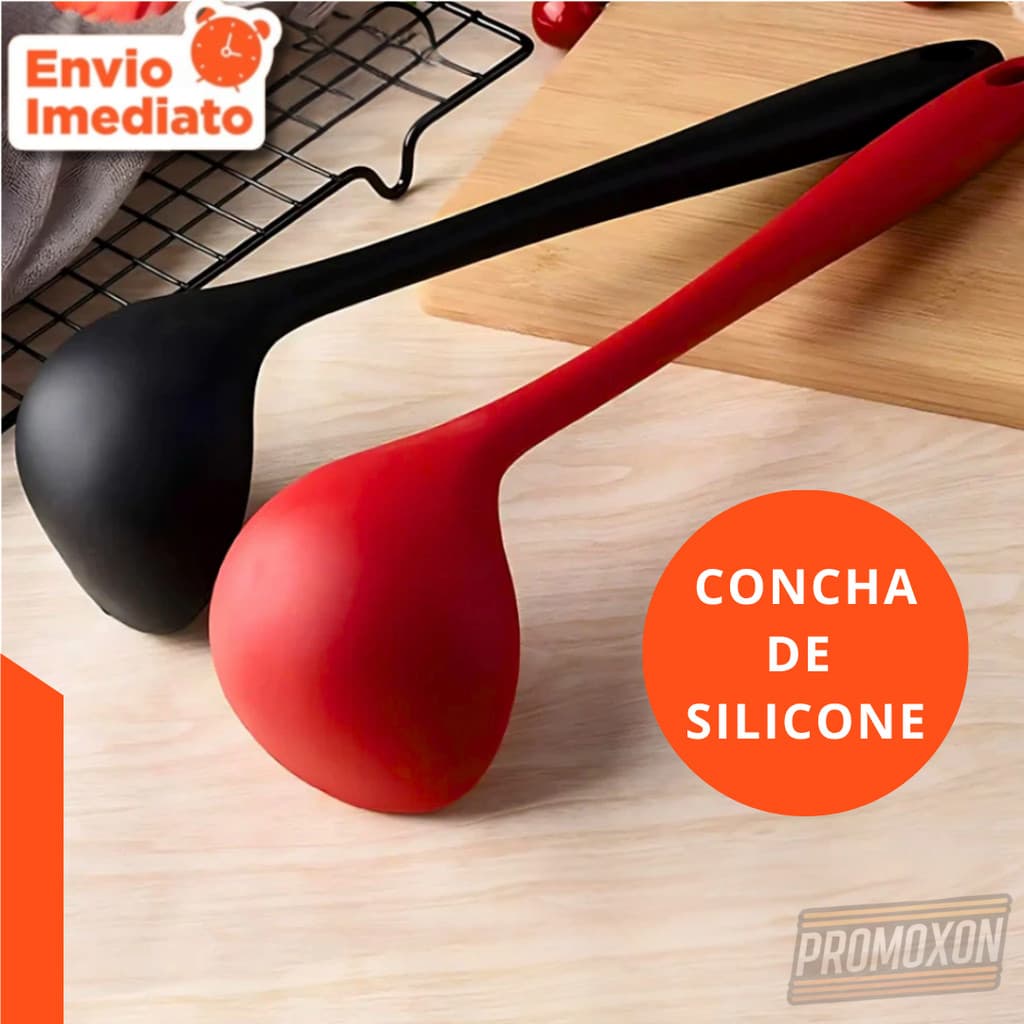 Concha de Silicone Cozinha Utensílio Resistente Antiaderente Cabo Longo – Ideal para Sopa Caldo Feijão