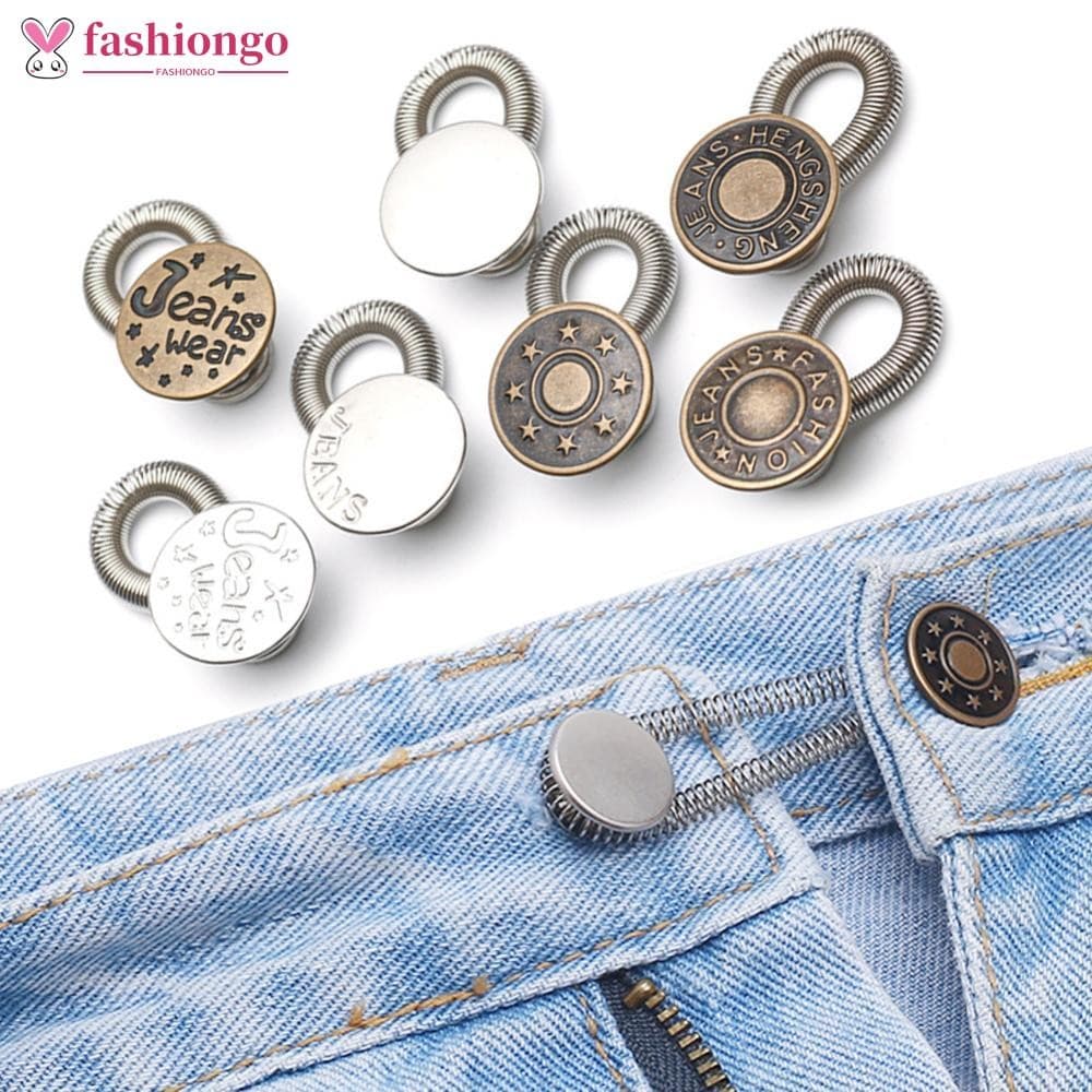FASHIONGO 5 Pçs Extensor De Botão De Metal Para Calças Jeans Costura Livre Ajustável Retrátil Extensores De Cintura Expa