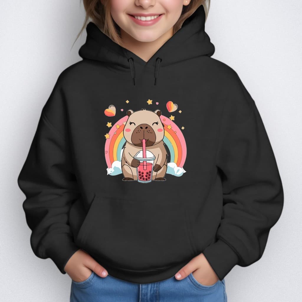 Moletom Infantil Blusa Capivara Arco Iris Canguru Capuz Menino Menina Premium Casual Confortável