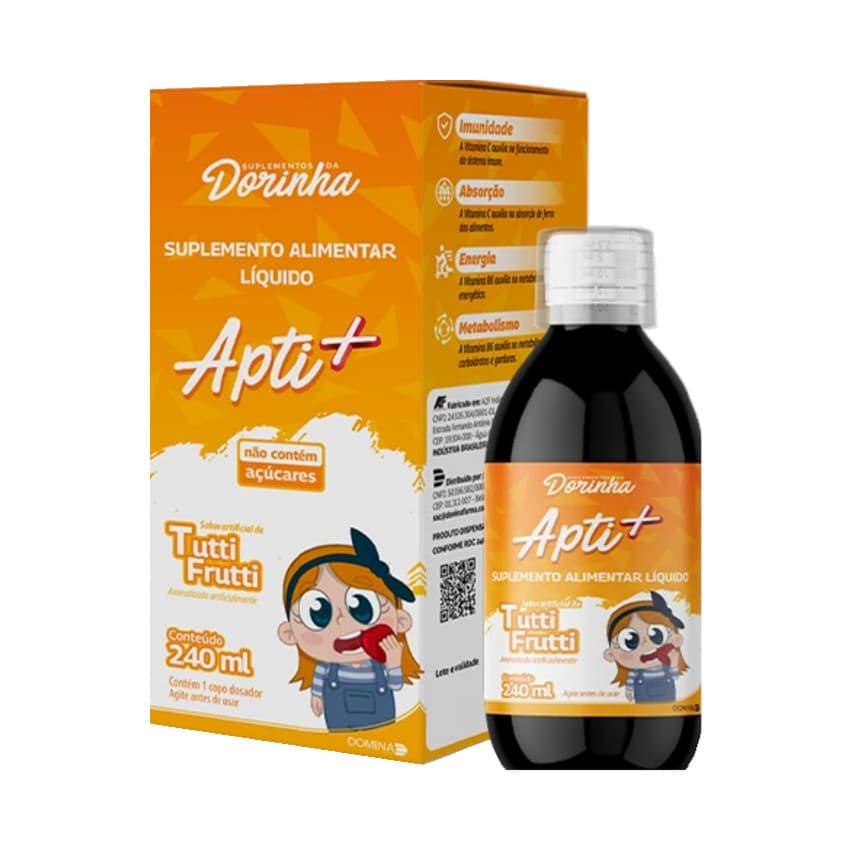 Apti+ Dorinha Complemento Alimentar Líquido Sabor Tutti-Fruit 240ml