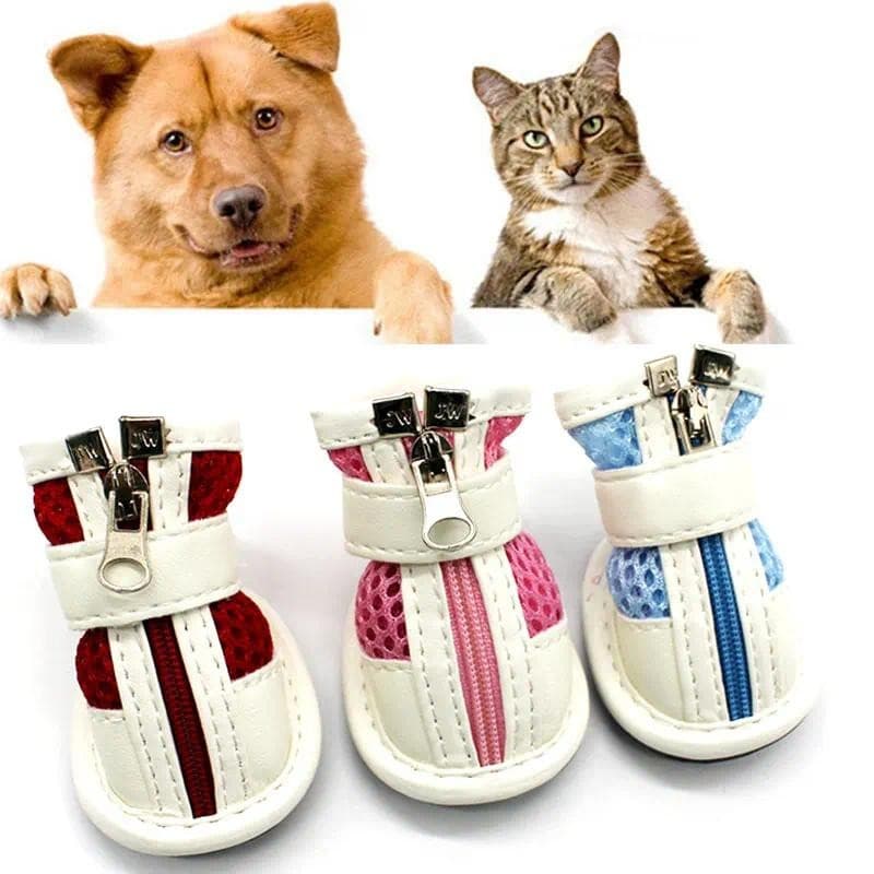 Sapatos De Malha Com Zíper Esportivos Respirável Para Animais De Estimação Cães Bonito Macio Confortável Elástico Suprim