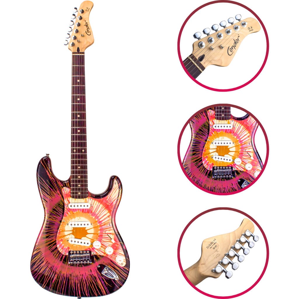 Guitarra Condor Elétrica Strato Standard 6 Cordas GX40 FSZBK