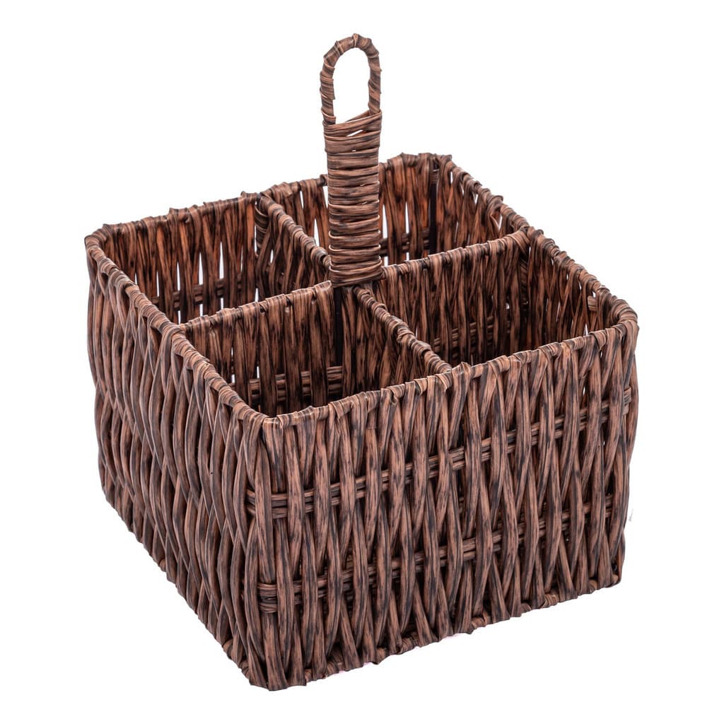 Porta Talheres Revestido Em Plástico Trançado Marrom-escuro Lyor Metal Plástico 20cm X 15cm