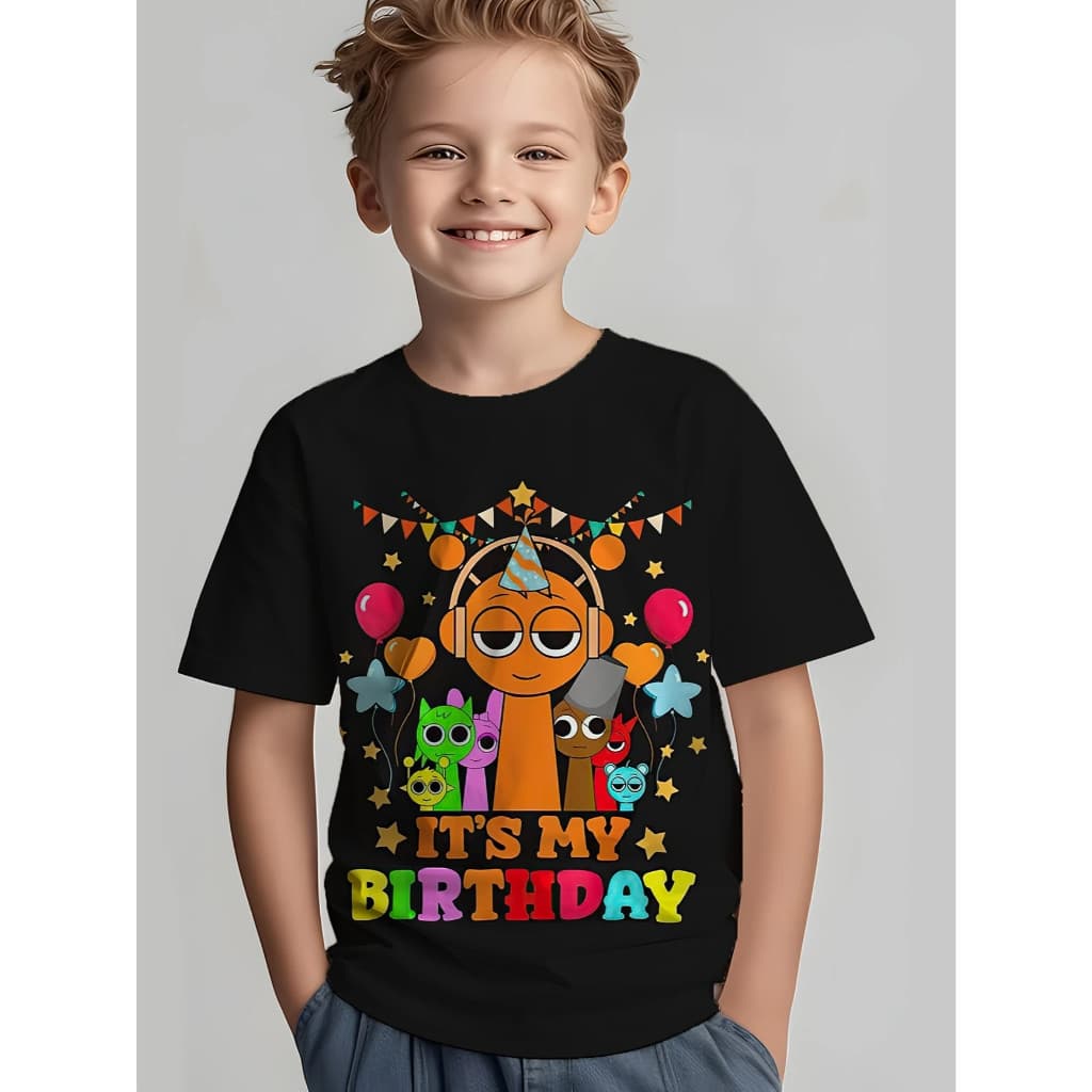 Linda Camiseta Infantil Algodão É O MEU ANIVERSÁRIO TEMA SPRUNKI Premium Envio Imediato