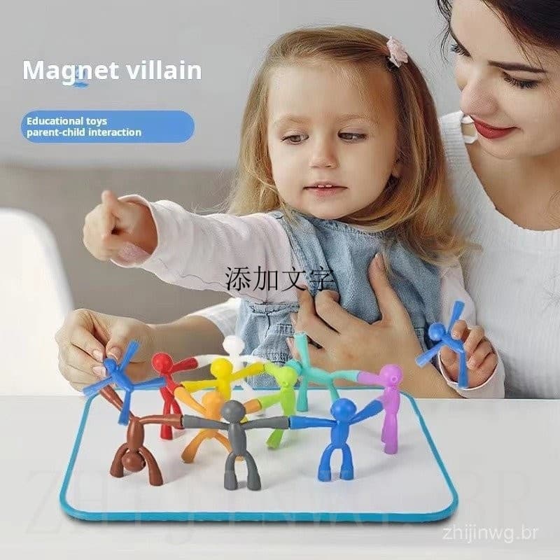 Brinquedos Infantis Criativos Magnéticos Meninos Bonitos Desenhos Animados Pequeno Stickman Magnético Pai Bebê