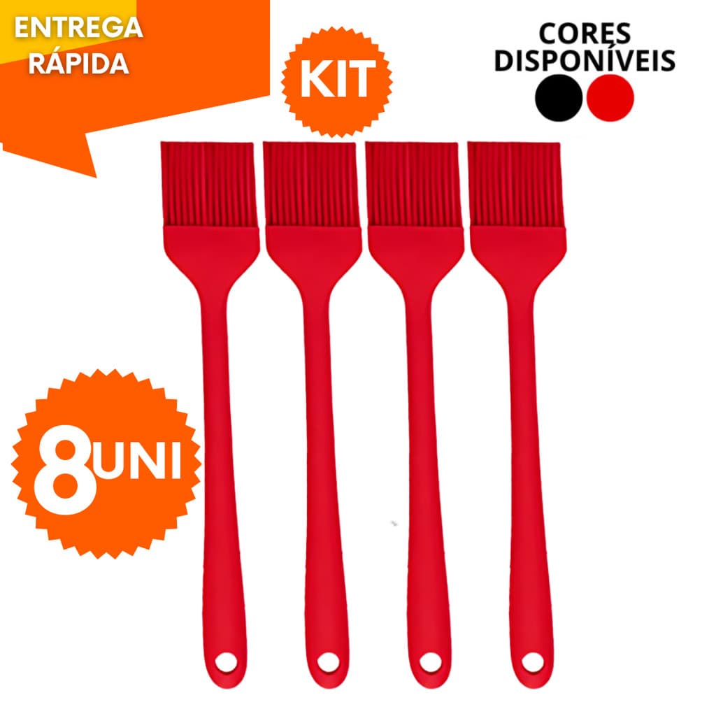 Kit Utensilos 8 Pincel de Silicone 27cm Para Massa Resistente Premium  Casa Restaurante Buffet Altas Temperaturas